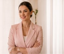 Carol Benfatto com blazer rosé